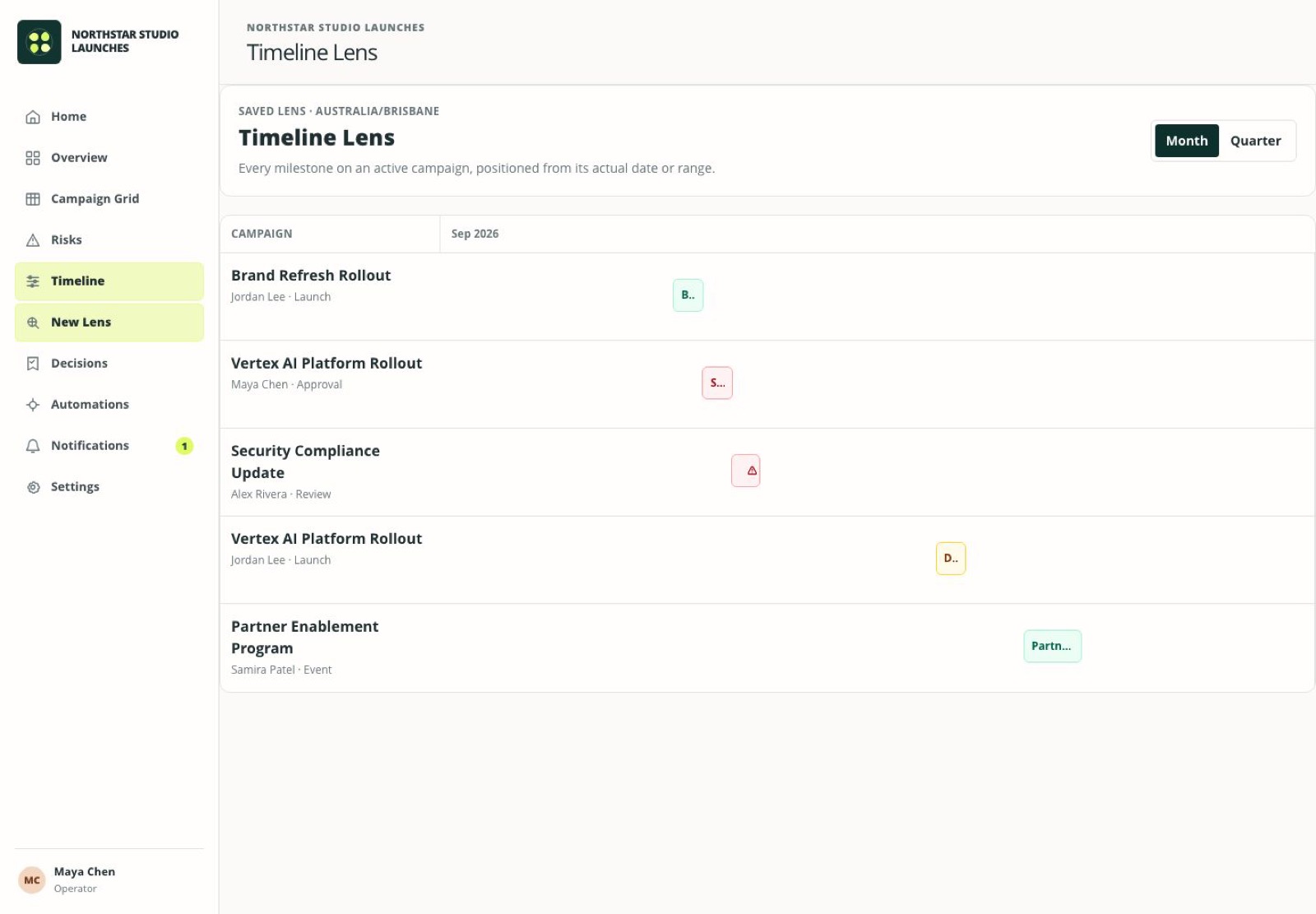 Cradle screenshot 5: timeline lens