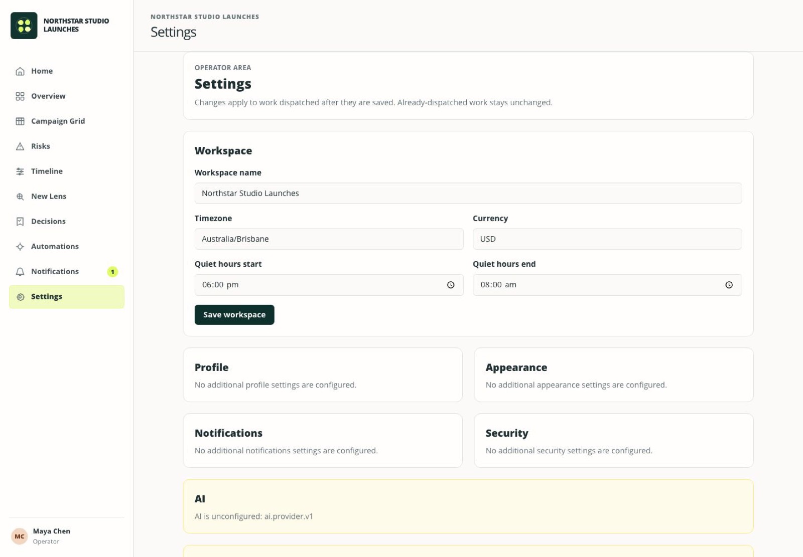 Cradle screenshot 6: settings