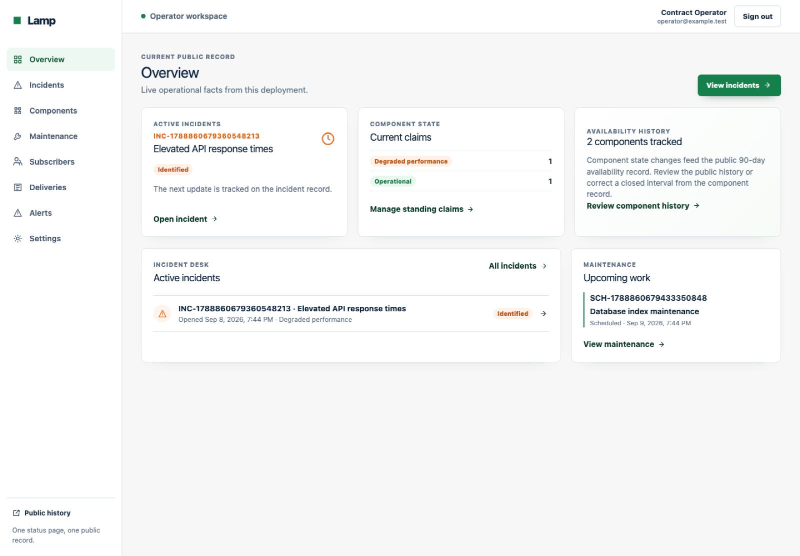 Lamp screenshot 2: overview active