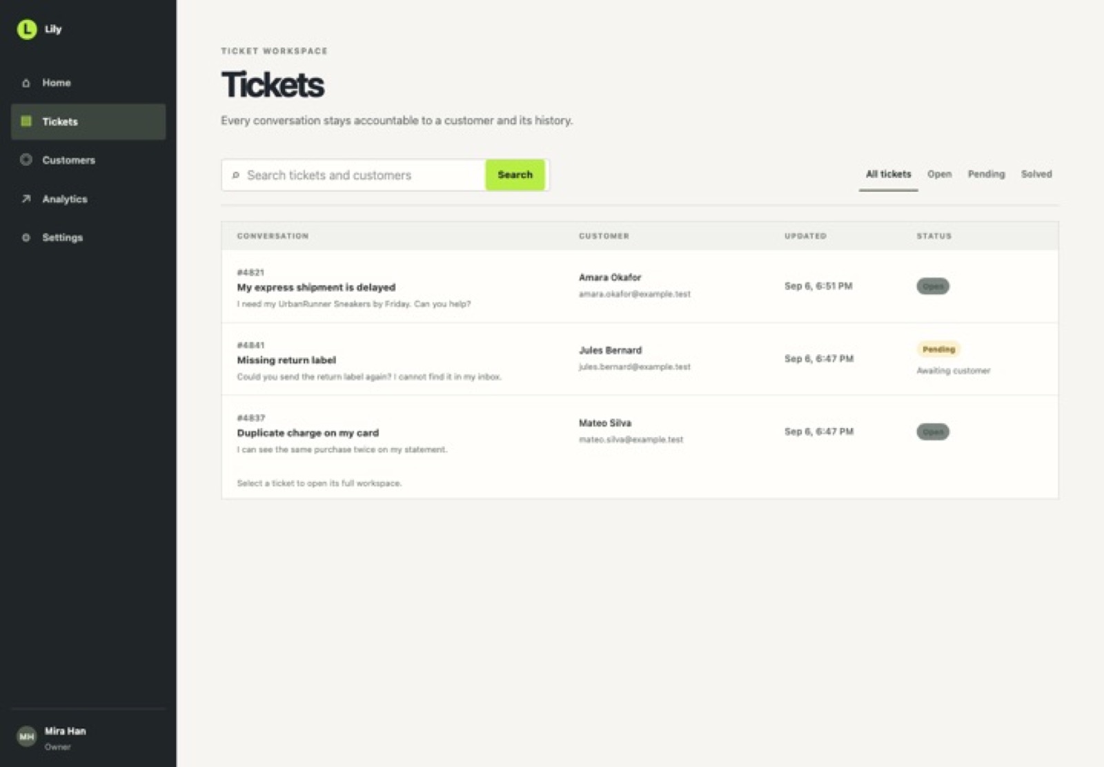 Lily screenshot 3: tickets