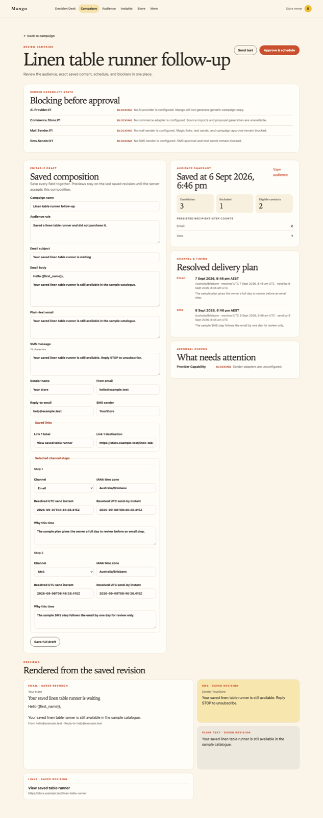 Mango screenshot 3: campaign review desktop