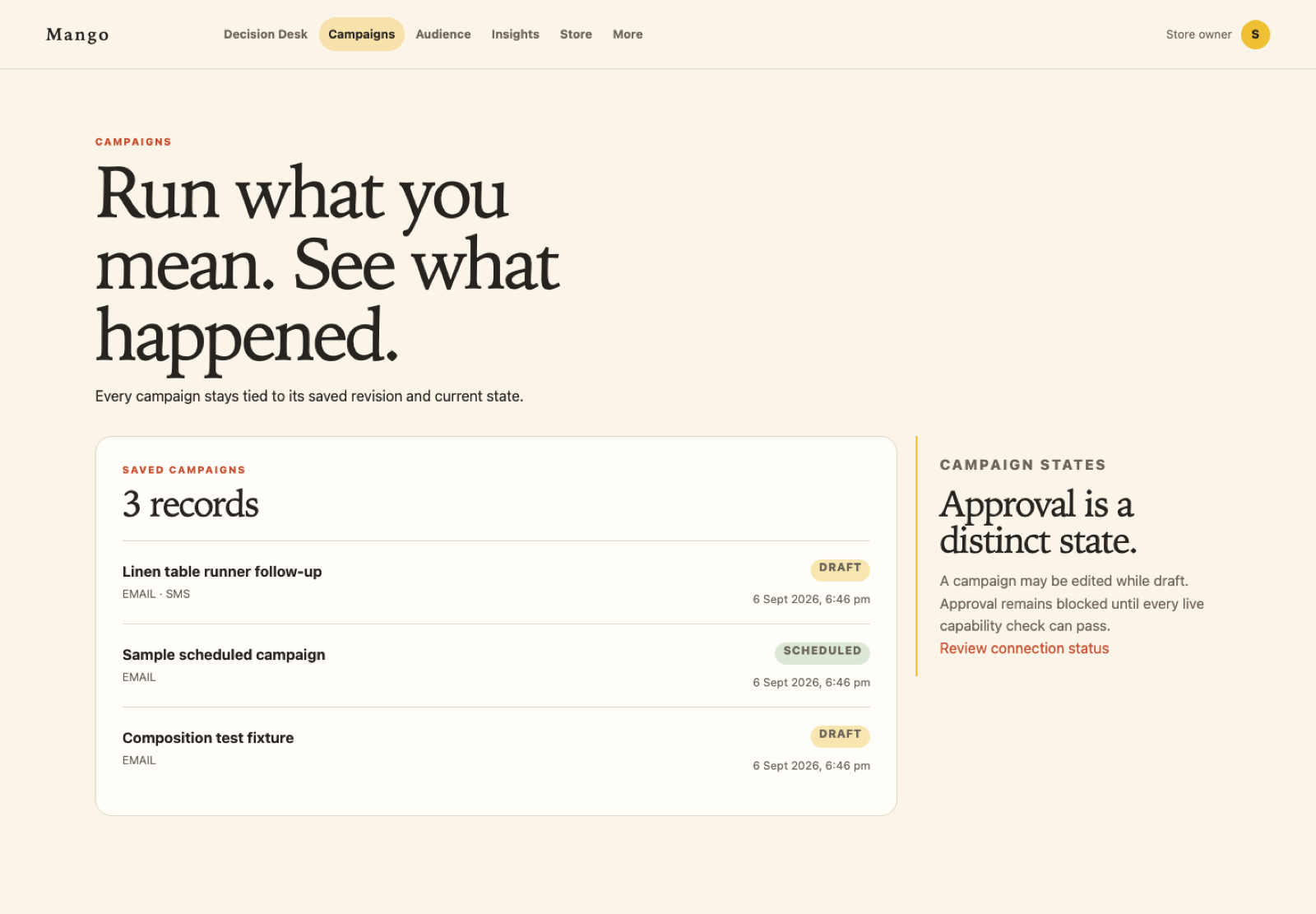 Mango screenshot 5: campaigns desktop